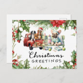 Cartes Pour Fêtes Annuelles Thème de Noël de tennis (Devant / Derrière)