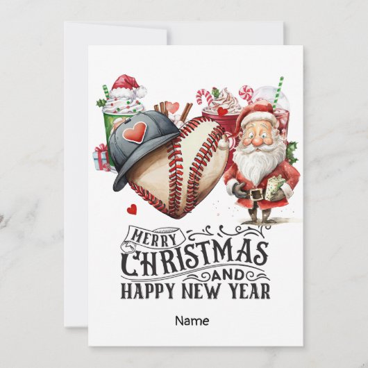 Cartes Pour Fêtes Annuelles Thème de Noël du baseball (Devant)