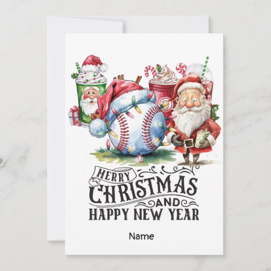 Cartes Pour Fêtes Annuelles Thème de Noël du baseball (Devant)