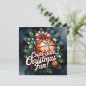 Cartes Pour Fêtes Annuelles Thème de Noël du basket-ball (Debout devant)
