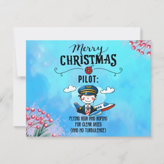 Cartes Pour Fêtes Annuelles Thème de Noël du pilote (Devant)