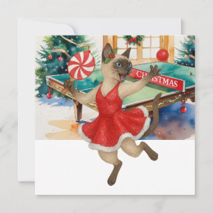 Cartes Pour Fêtes Annuelles Thème de Noël Ping Pong pour les amateurs de chats