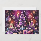 Cartes Pour Fêtes Annuelles Thème de Noël violet Dessin dur Pastel (Devant)