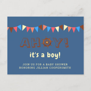 Cartes Pour Fêtes Annuelles Thème du Baby shower Nautical Ahoy Boy