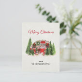 Cartes Pour Fêtes Annuelles Thème extérieur du camping de Noël Trailer (Debout devant)