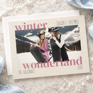 Cartes Pour Fêtes Annuelles Thème ski paysage d'hiver Noël Photo