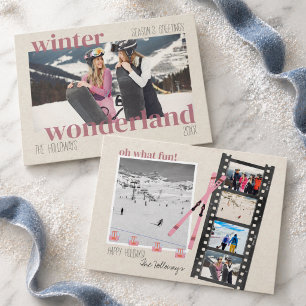 Cartes Pour Fêtes Annuelles Thème ski paysage d'hiver Noël Photo