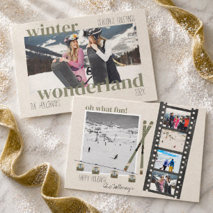 Cartes Pour Fêtes Annuelles Thème ski paysage d'hiver Noël Photo