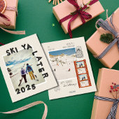 Cartes Pour Fêtes Annuelles Thème Ski Unique Photo de Noël d'hiver