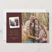 Cartes Pour Fêtes Annuelles Then and now three photo maroon Merry Christmas (Devant)