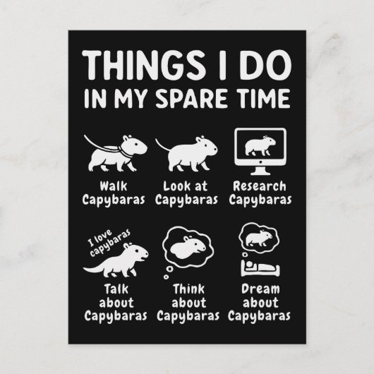 Cartes Pour Fêtes Annuelles Things I Do In My Spare Time Capybara Funny (Devant)