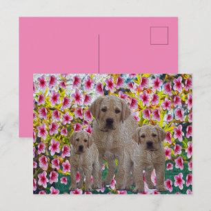 Cartes Pour Fêtes Annuelles Three Labrador Puppies Oil Painted