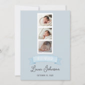 Cartes Pour Fêtes Annuelles Three-Photo Birth Announcement Card - Personalized (Devant)