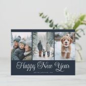 Cartes Pour Fêtes Annuelles Three Photo New Year (Debout devant)