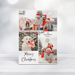 Cartes Pour Fêtes Annuelles Three Photos and Modern Typography Merry Christmas<br><div class="desc">These stylish holiday cards feature a minimal black and white design with modern script typography that says "Merry Christmas". Easily place three of your favorite personal photos onto the multi photo grid by using the template.</div>