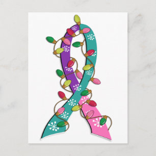 Cartes Pour Fêtes Annuelles Thyroïde Cancer Noël éclat le ruban