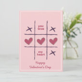 Cartes Pour Fêtes Annuelles Tic-Tac-Toe Funny Saint Valentin (Debout devant)