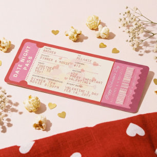 Cartes Pour Fêtes Annuelles Ticket d'amour pour dîner et cinéma pour la Saint-