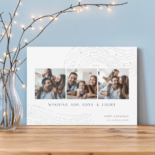 Cartes Pour Fêtes Annuelles Tidings étoilés   3 Photo Collage Hanoukka Card