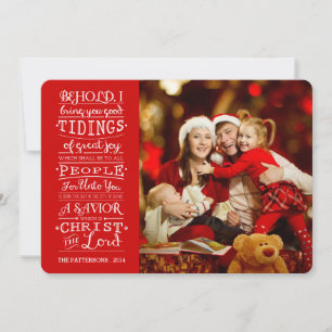 Cartes Pour Fêtes Annuelles Tidings of Great Joy Christmas Blessures Photocard