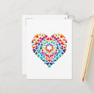 Cartes Pour Fêtes Annuelles Tiedye Cœur Vibrant