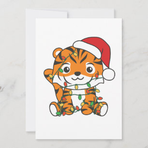 Cartes Pour Fêtes Annuelles Tiger Noël Animaux d'hiver Tigers de vacances