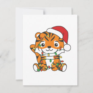 Cartes Pour Fêtes Annuelles Tiger Noël Animaux d'hiver Tigers de vacances
