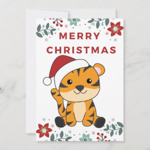 Cartes Pour Fêtes Annuelles Tiger Noël Neige hiver Animaux Tiger Vacances