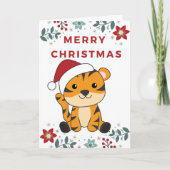 Cartes Pour Fêtes Annuelles Tiger Noël Neige hiver Animaux Tiger Vacances (Devant)