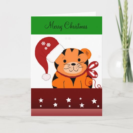 Cartes Pour Fêtes Annuelles Tigre de Noël (Devant)