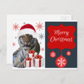 Cartes Pour Fêtes Annuelles Tigre de Noël (Devant / Derrière)