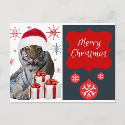 Cartes Pour Fêtes Annuelles Tigre de Noël (Devant)