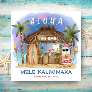 Cartes Pour Fêtes Annuelles Tiki Beach Bar Lune Tropicale Santa Mele Kalikimak