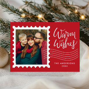 Cartes Pour Fêtes Annuelles Timbre de Colis Photo de Famille Vœux Chauds Moder