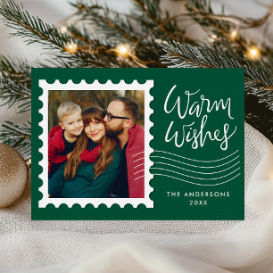 Cartes Pour Fêtes Annuelles Timbre de Colis Photo de Famille Vœux Chauds Moder
