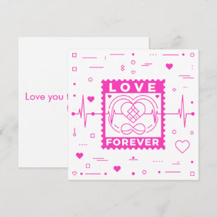 Cartes Pour Fêtes Annuelles Timbre de la Saint-Valentin Neon Rose Amour Éterne