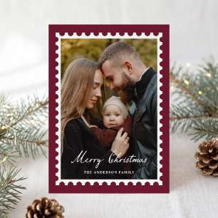 Cartes Pour Fêtes Annuelles Timbre de Noël Classique Bourgogne 5 Photo