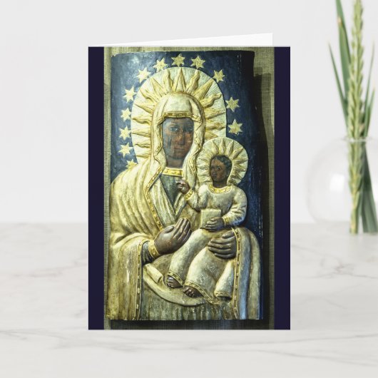 Cartes Pour Fêtes Annuelles Timbre de Noël de la Vierge Noire (Devant)