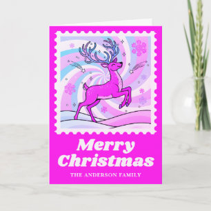 Cartes Pour Fêtes Annuelles Timbre de Noël Neon Pink Reinder