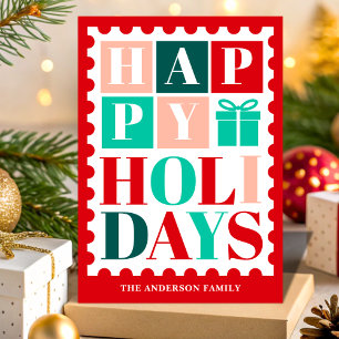 Cartes Pour Fêtes Annuelles Timbre de Noël Rétro Joyeuses Fêtes