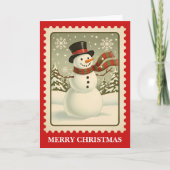 Cartes Pour Fêtes Annuelles Timbre de Noël Retro Snowman (Devant)