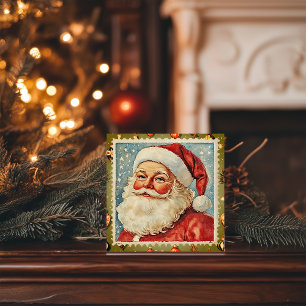 Cartes Pour Fêtes Annuelles Timbre de Noël vintage Jolly Père Noël