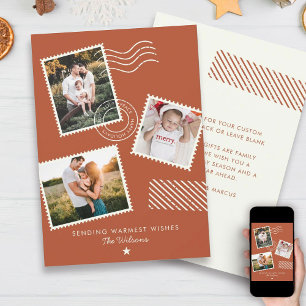 Cartes Pour Fêtes Annuelles Timbre de photo de famille chaleureuse moderne