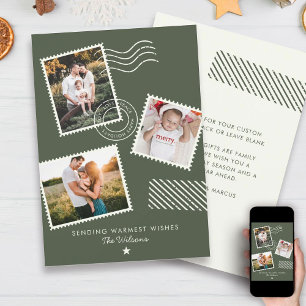 Cartes Pour Fêtes Annuelles Timbre de photo de famille chaleureuse moderne