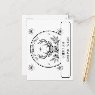 Cartes Pour Fêtes Annuelles Timbre de retour d'adresse de famille de Noël Renn