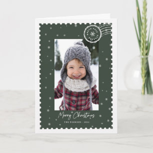 Cartes Pour Fêtes Annuelles Timbre de typographie de script vert Joyeux Noël