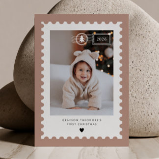 Cartes Pour Fêtes Annuelles Timbre en terre cuite pour le premier Noël de bébé