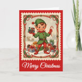 Cartes Pour Fêtes Annuelles Timbre Postal Retro Elf Christmas (Devant)
