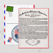 Cartes Pour Fêtes Annuelles timbre-poste de la déclaration d'indépendance (Devant / Derrière)