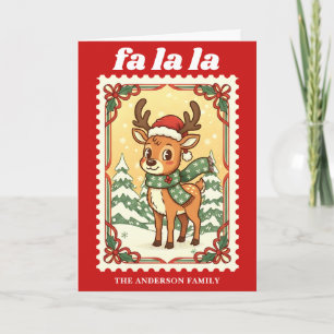 Cartes Pour Fêtes Annuelles Timbre-poste de Noël Renne Fa La La Rétro